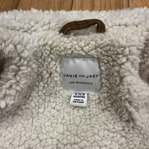 Janie and Jack 12-18 Month Corduroy Sherpa Button Snap Up Toddler Jacket Brown - Picture 6 of 7